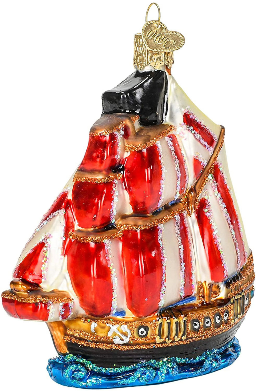Glass Blown Ornament Pirate Ship N83716
