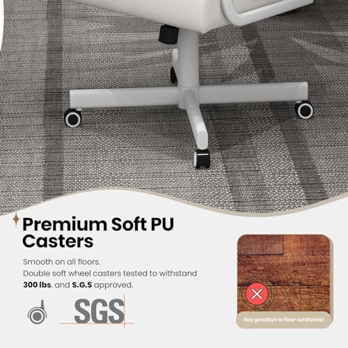 Set of Caster Swivel Tilt Dinning Chairs with Padded Armrest and Metal Frame C696