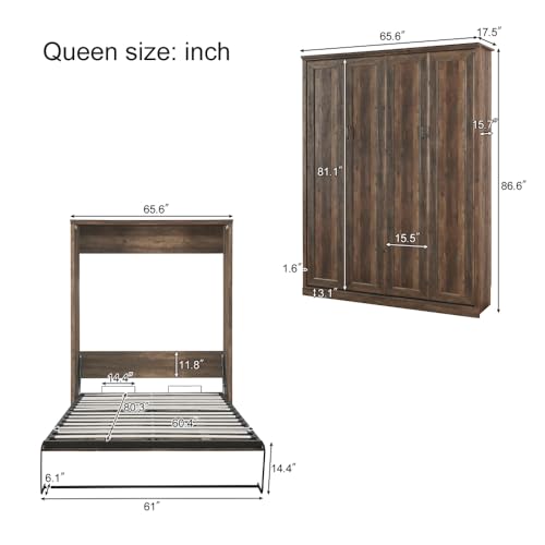Brown Full Wood Murphy Wall Bed J7533