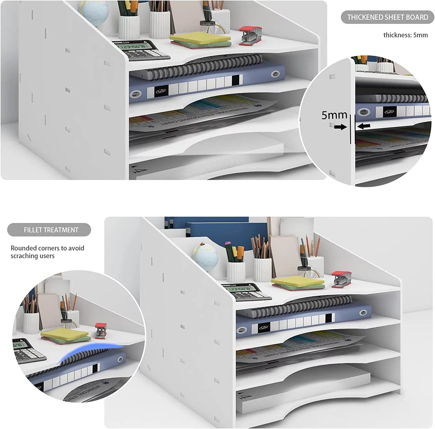 White Letter Tray Paper Organizer D9738