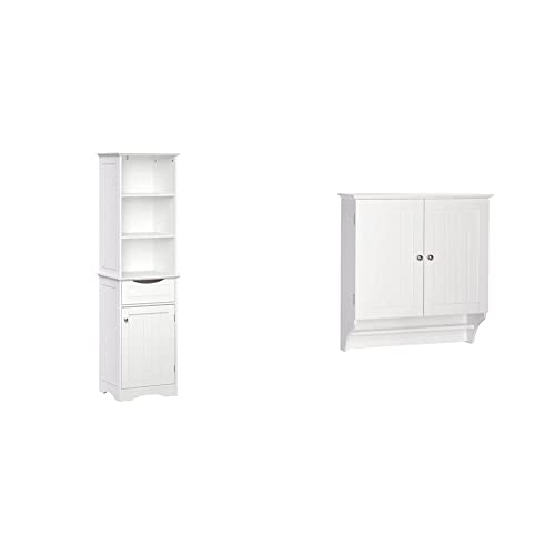 Gray Ashland Bathroom Freestanding Storage Cabinet with Three Open Shelves and Drawer Z890