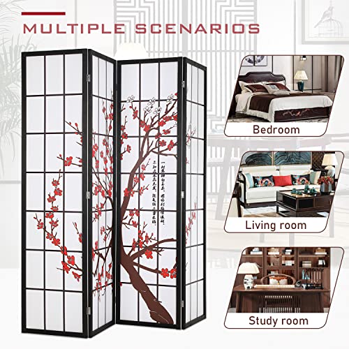 White 4 Panel Folding Wood Room Divider A40136