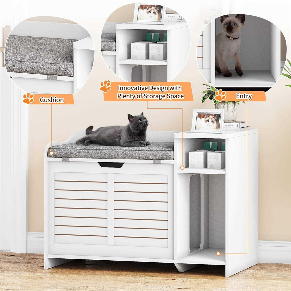 Litter Box Enclosure with Top Opening with Cushion Cat Litter Box Furniture C926059