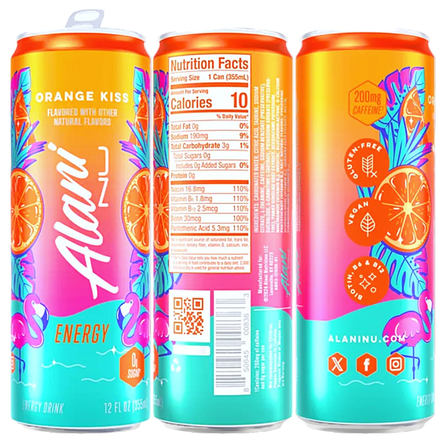 Pink Slush, Cherry Twist, and Orange Kiss Energy Drink Variety Pack of 6, 12 Fl oz Cans R66305