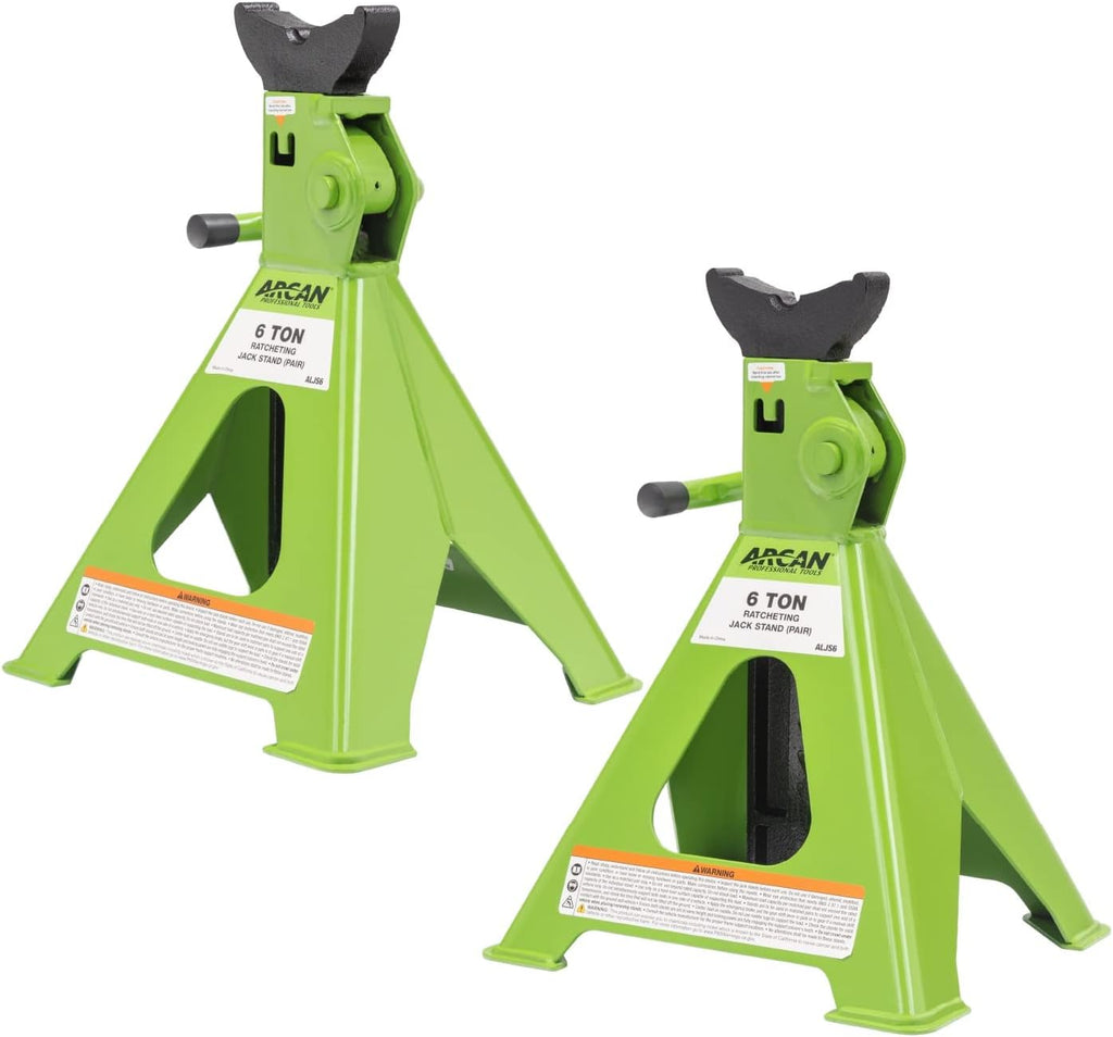 3 Ton 6,000 lbs Hybrid Heavy Duty Aluminum and Steel Low Profile Floor Jack and 6-Ton Steel Jack Stands A6854