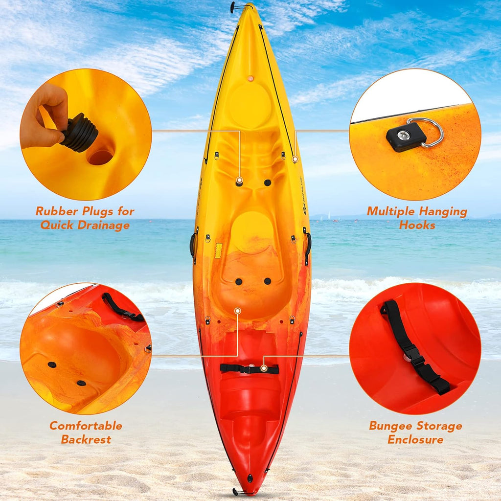 10.2FT Sit-On-Top Fishing Kayak with Aluminum Paddle & Bungee Storage N2541