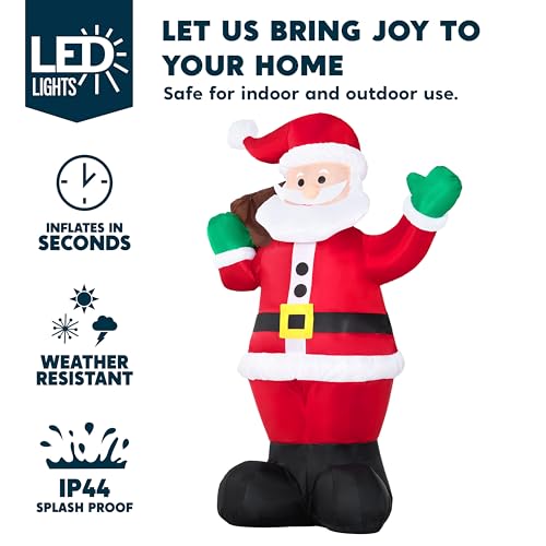 6 FT Christmas Inflatable Santa with Gift Bag with Build in LEDs C2491