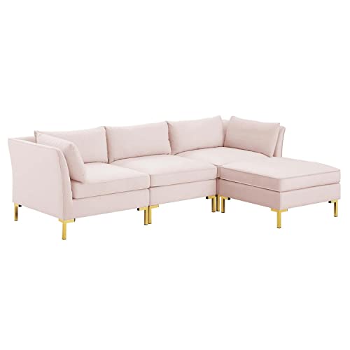 Pink Performance Velvet 5 Piece L-Shape Sectional Sofa C127