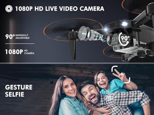 Mini Drone with Camera, Remote Control Helicopter, FPV RC Quadcopter with 1080P Live Video Camera, Gravity Control, 3 Batteries, Carrying Bag X277