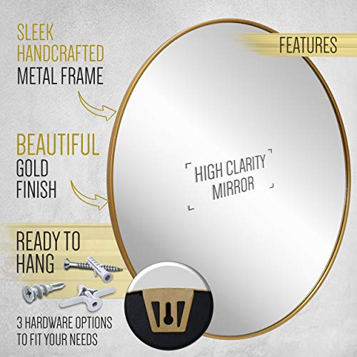 Gold 36 Inch Round Wall Mirror B758