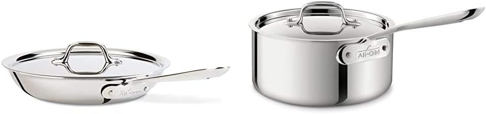 10 Inch Stainless Steel Fry Lid and 3-Quart Stainless Steel Sauce Pan with Lid W78691