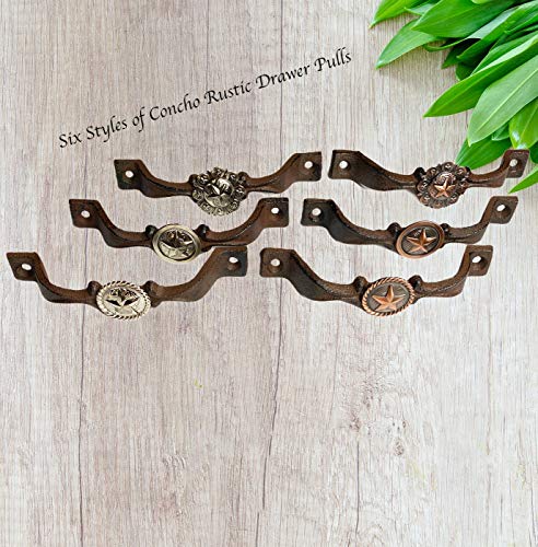 Cast Iron Kitchen Cabinet Handles and Drawer Pulls Antique Country Home Rustic Decor Farmhouse Cabinet Handle Texas Western Star Cabinet Knobs (2, Braided Bronze Star) B31887