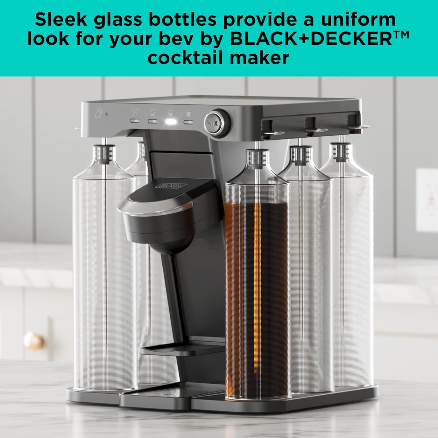 Cocktail Maker Machine, Bar Mat, and Glass Liquor Dispenser Bottles C476524