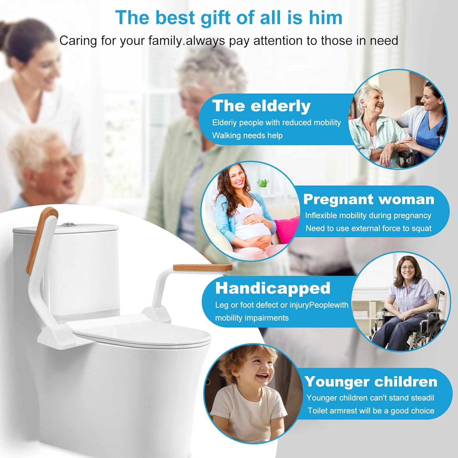 Toilet Safety Rails with Foldable Handles, Adjustable Height and Width W689331