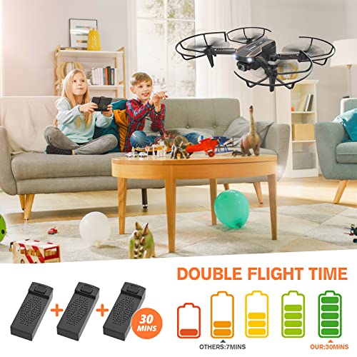 Mini Drone with Camera, Remote Control Helicopter, FPV RC Quadcopter with 1080P Live Video Camera, Gravity Control, 3 Batteries, Carrying Bag X277
