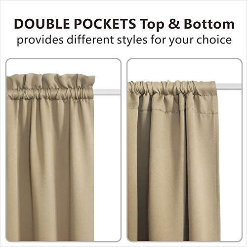 Taupe/Khaki Blackout Patio Door Curtain Panels 25"x72" 1 Pair Z277