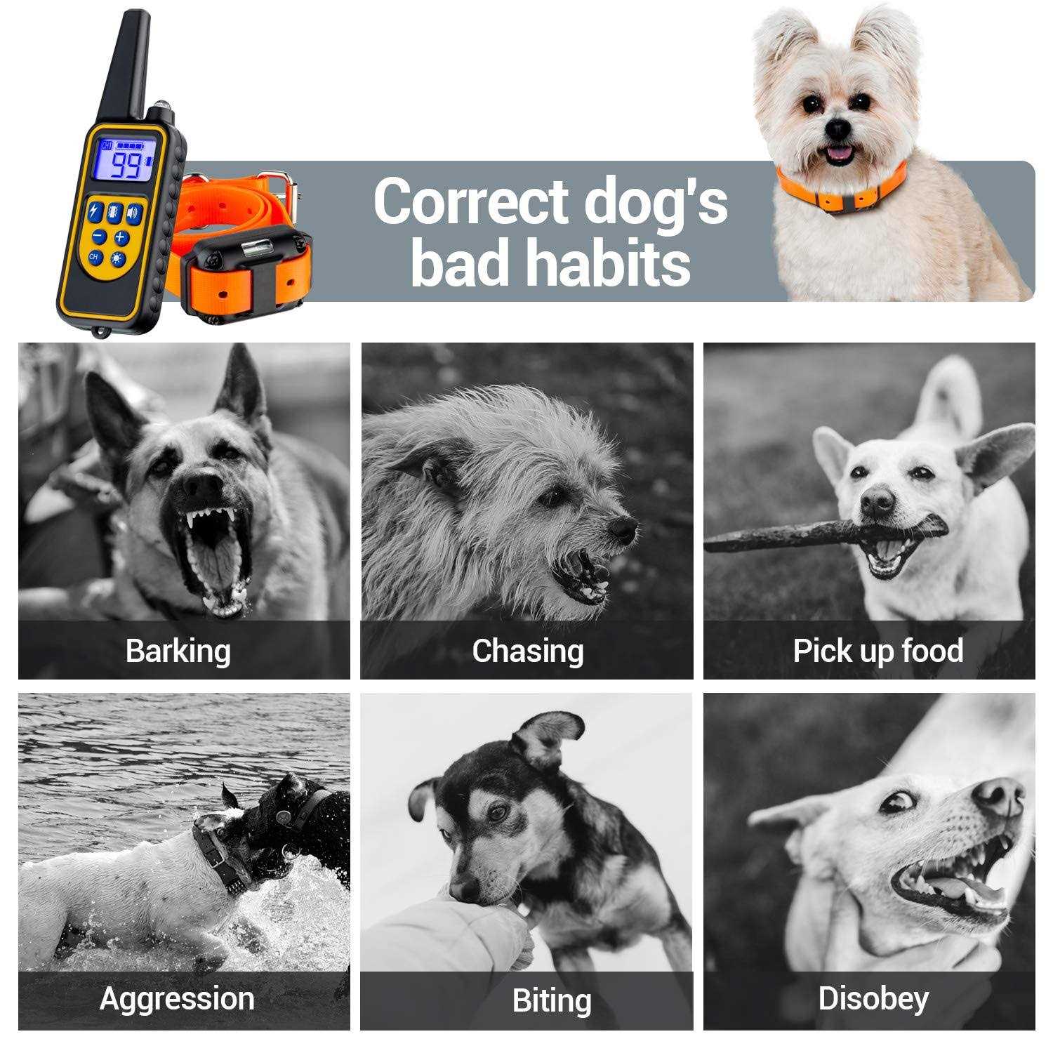 2600FT Dog Training Collar with Remote 3 Modes Beep Vibration Shock A62984