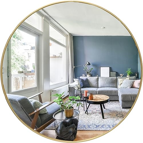 Gold 36 Inch Round Wall Mirror B758