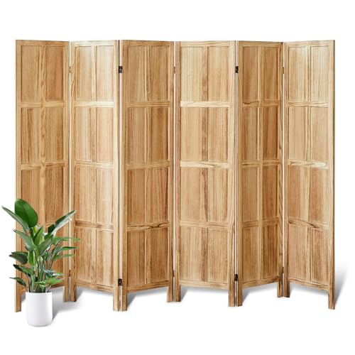 White 5.6 FT Folding Wooden Room Divider Y466