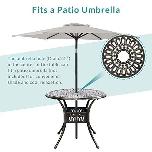 3-Piece Outdoor Patio Dining Set with Cast Aluminum and 2 Cushions L95626