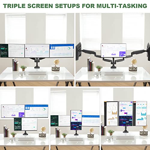 Triple Monitor Mount, Fully Adjustable Gas Spring, VESA 75x75/100x100mm U2763