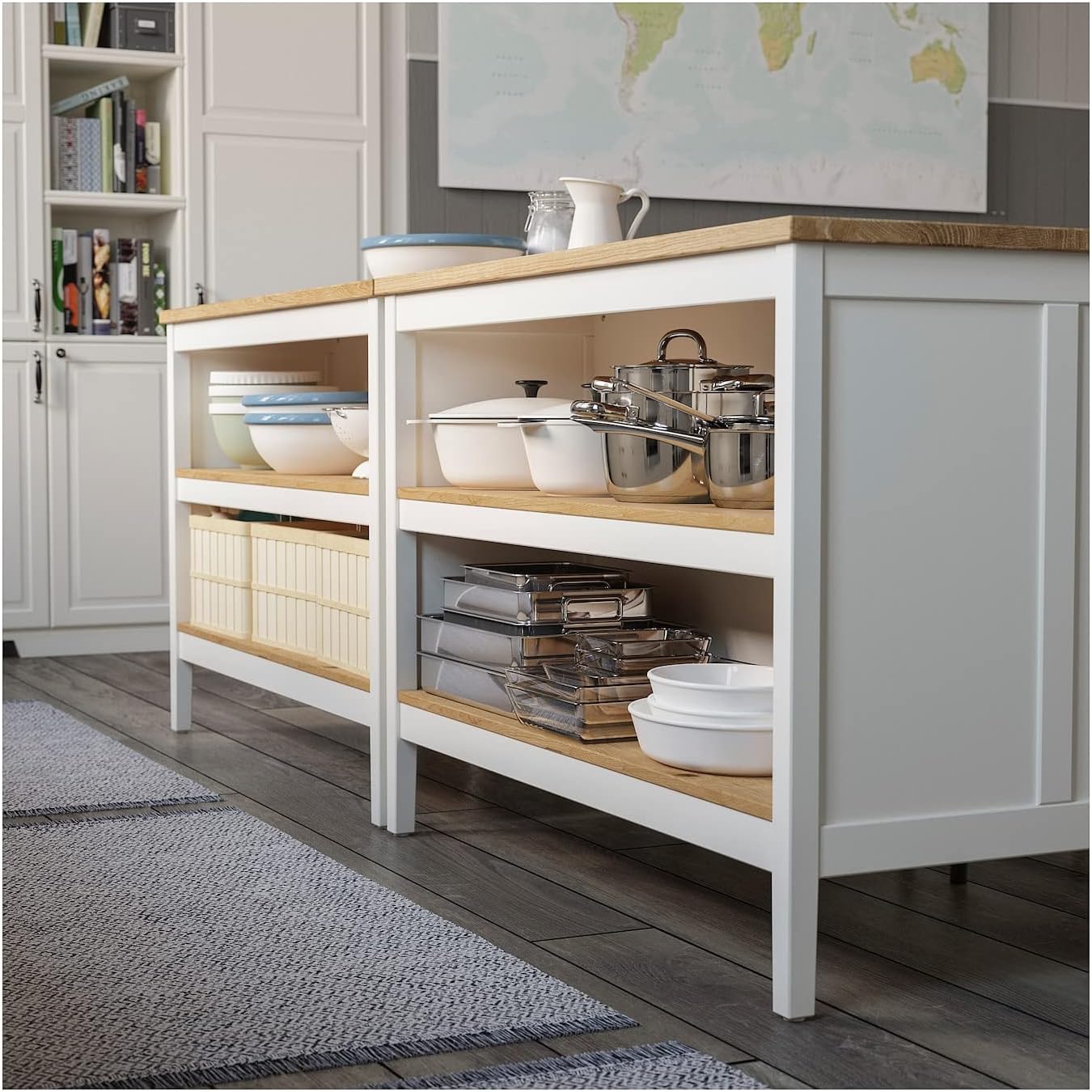 Off-White Oak Kitchen Island Y118