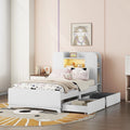 White Wood Twin Size Platform Bed with Storage Headboard and 2 Drawers B9876