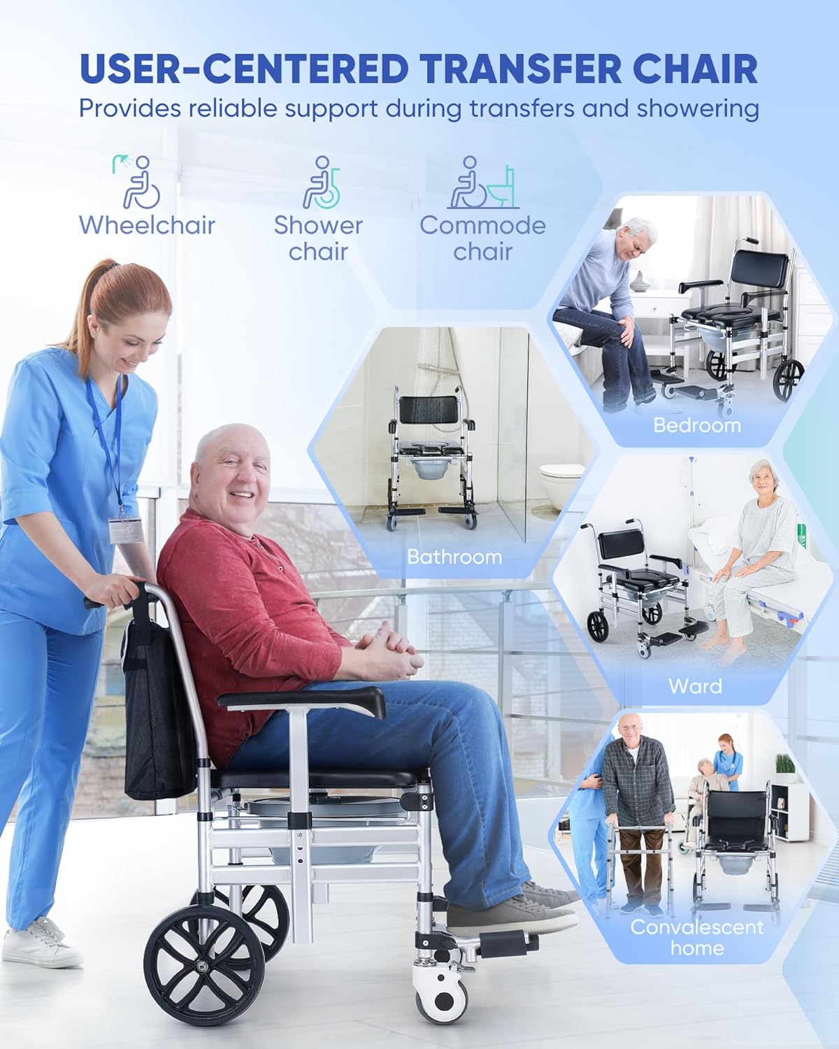 Folding Shower Chair with Wheels N5207