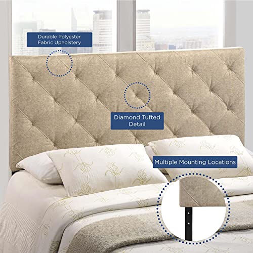 Gray Linen Upholstered Queen Headboard K18677