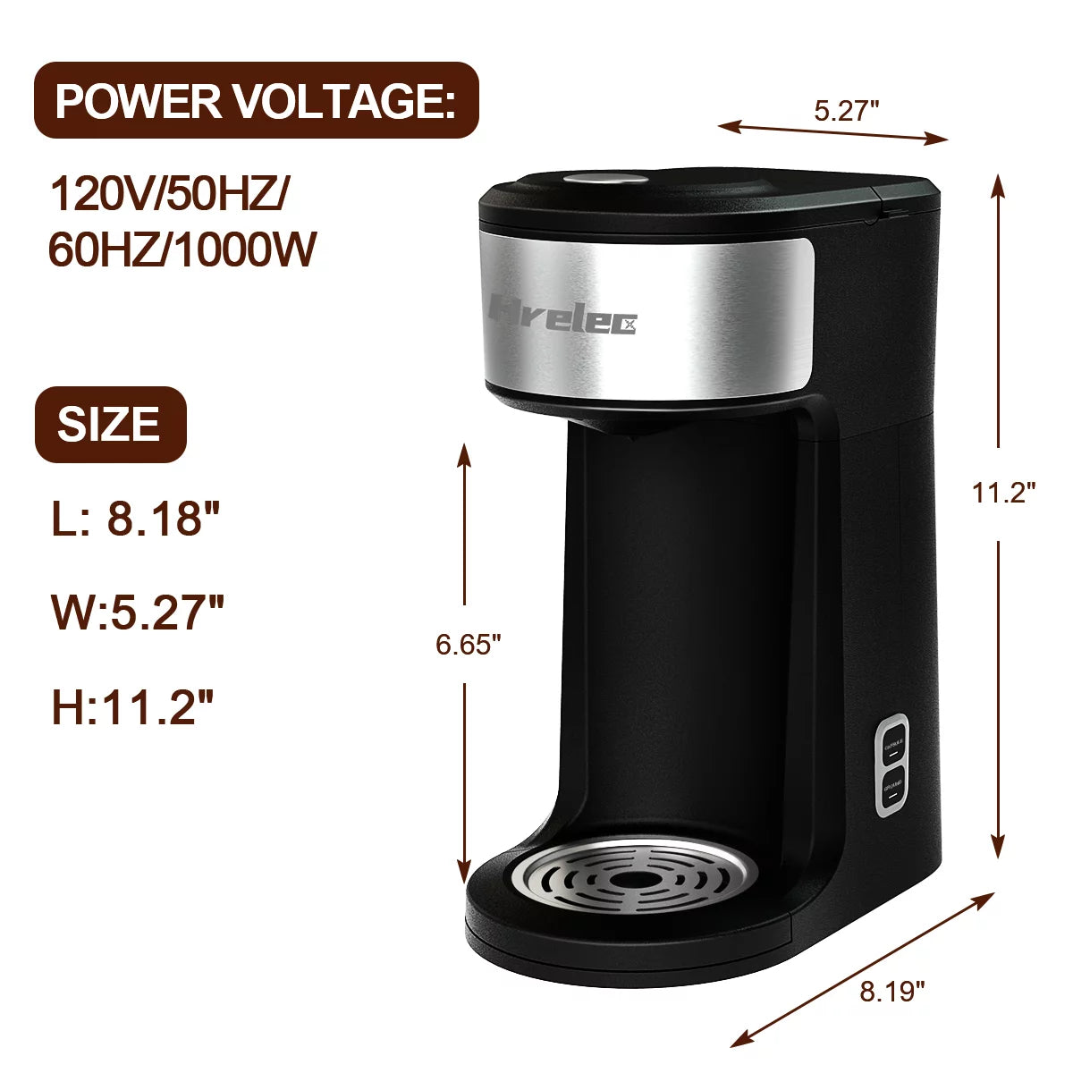 Mini Coffee Machine with Self-Cleaning Function and 8-14 oz Brew Size A2378