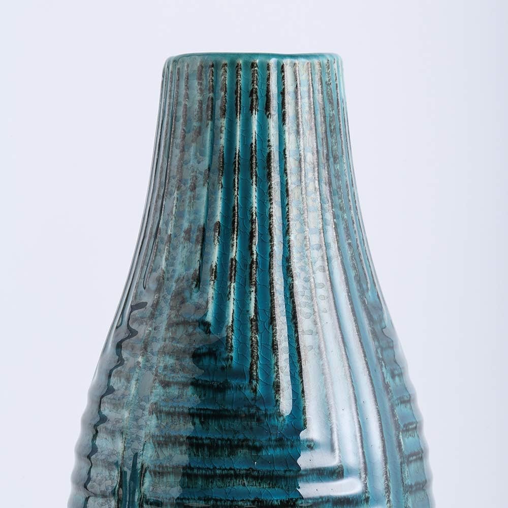 Teal Ceramic Vase Medium 13.8" H I41189