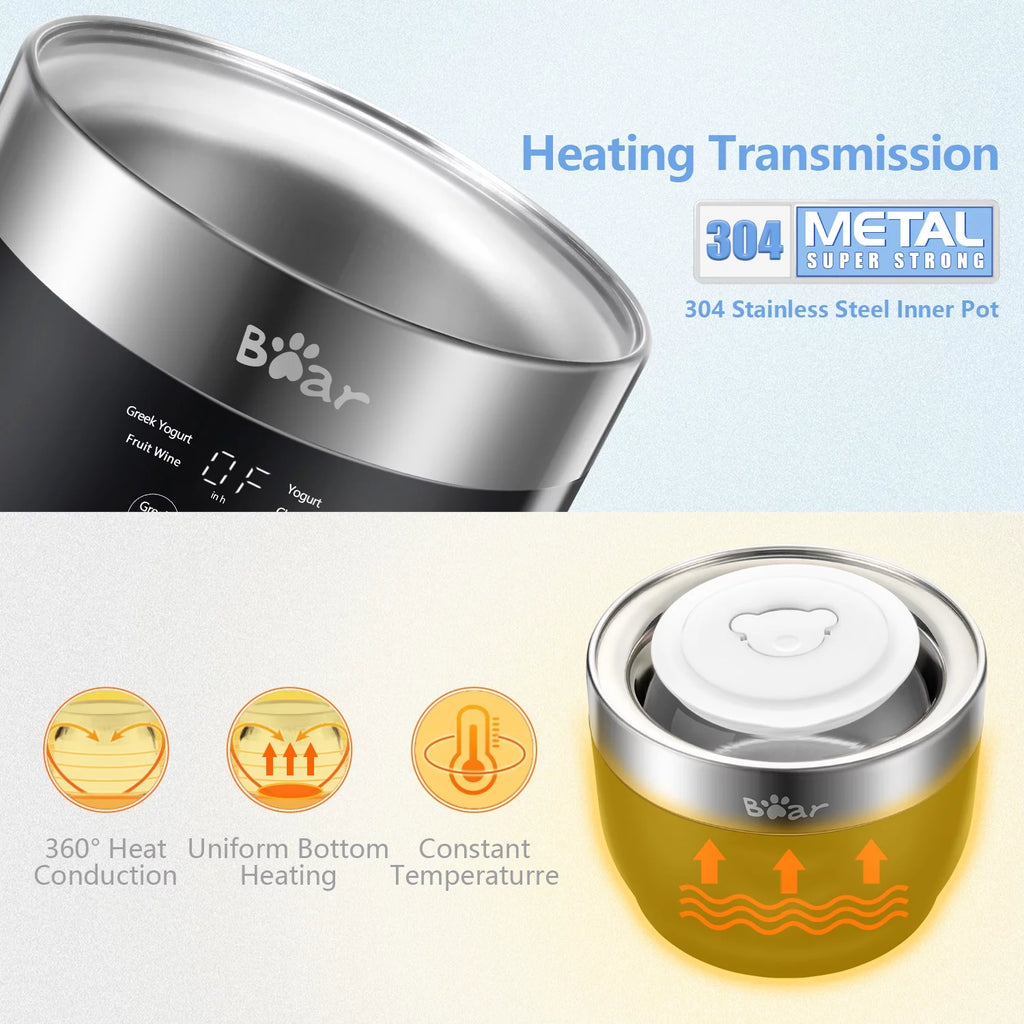Greek Stainless Steel Yogurt Maker 2 Glass Jars B63551