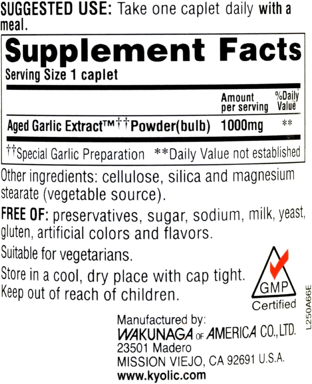 Aged Garlic Extract 1000 mg 60 Caplets P79923