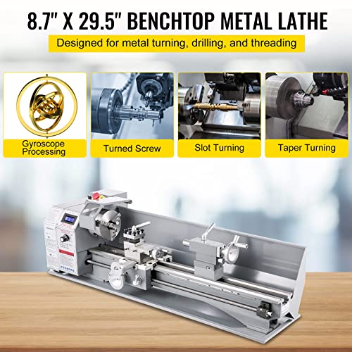 Metal Lathe 8.7 x 29.5 Inch 1.1KW Infinitely Variable Speed with LED Screen G29553