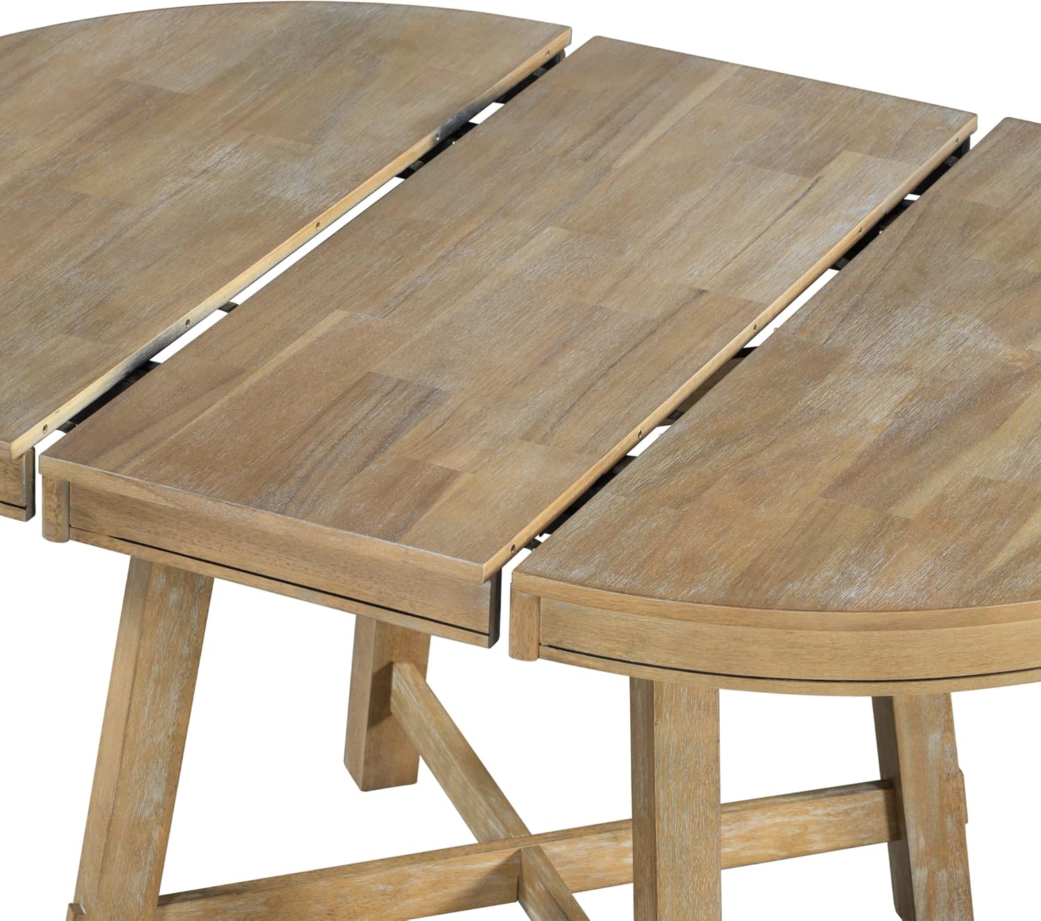 Natural Wood Wash Round Extendable Dining Table with Leaf X264