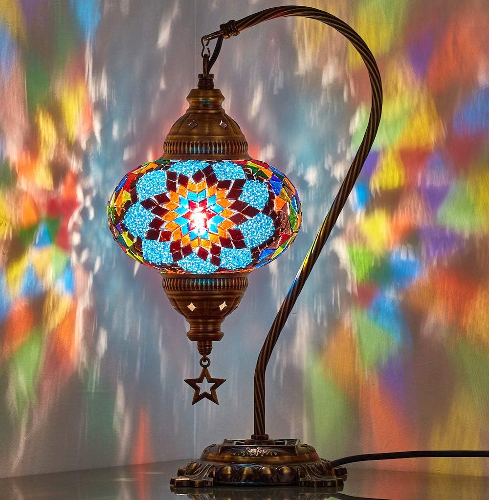Multicolor Mosaic Gooseneck Table Lamp N94082