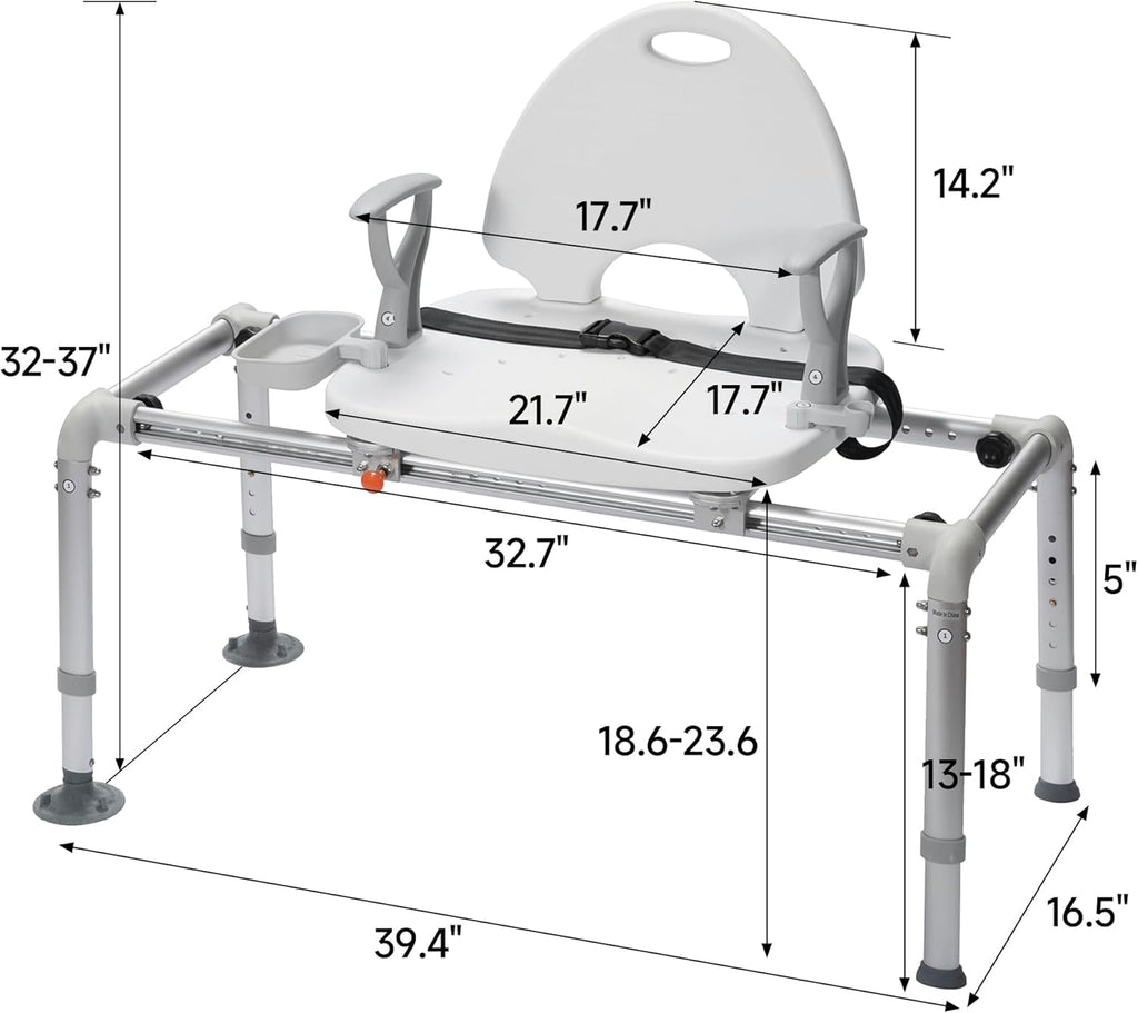 Heavy Duty Sliding Transfer Bench Bathtub Shower Chair with Non-Slip Suction Cup C148