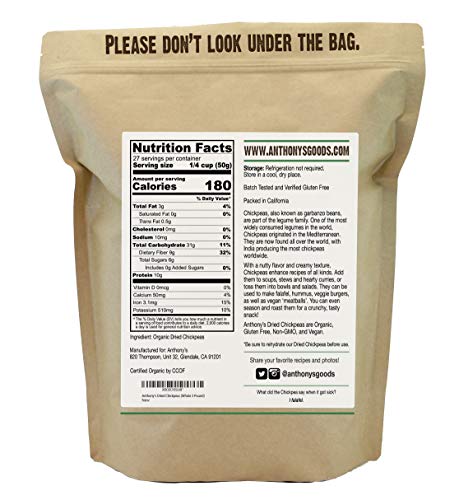 Organic Dried Chickpeas, 3 lb, Dry Garbanzo Beans Z4252