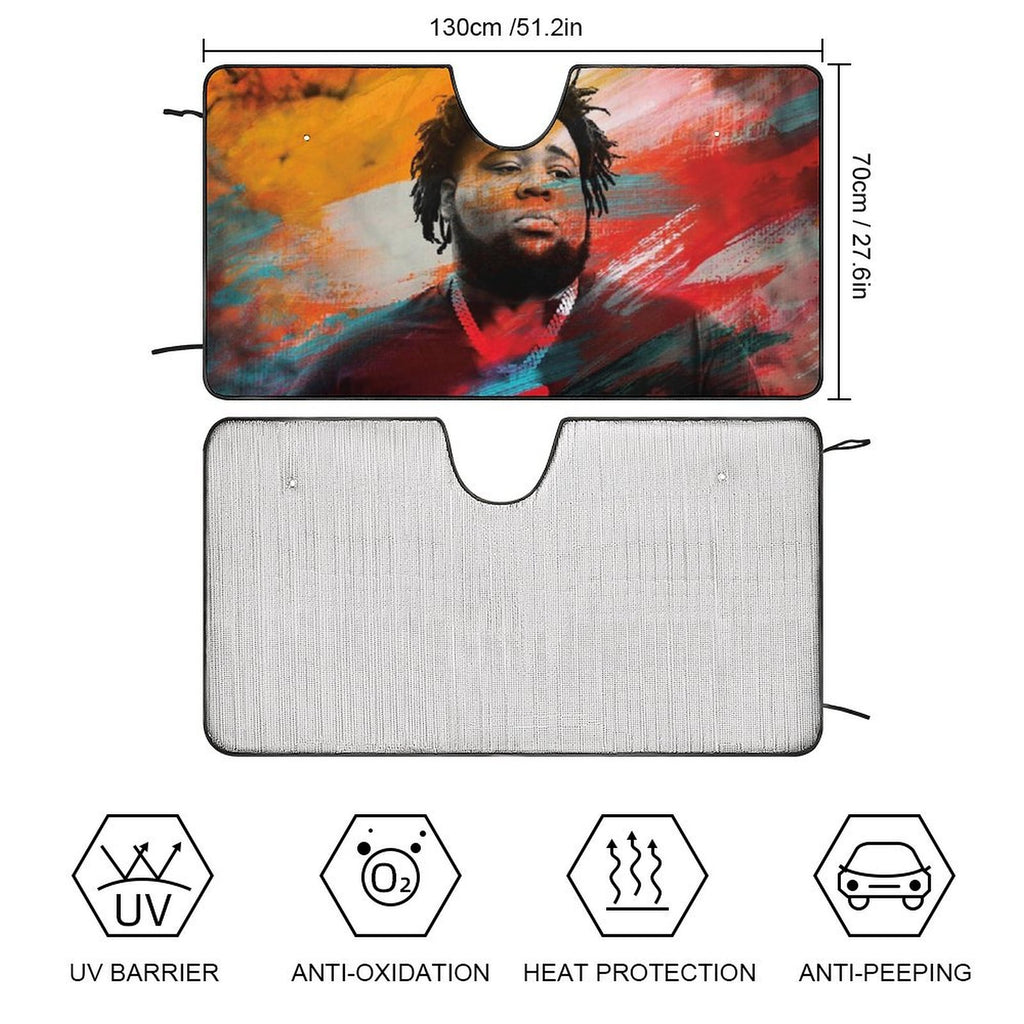 Rod Wave Car Windshield Sunshade Accessories Umbrella Foldable Reflective Sun Visor Front Window Cover Protector C40773