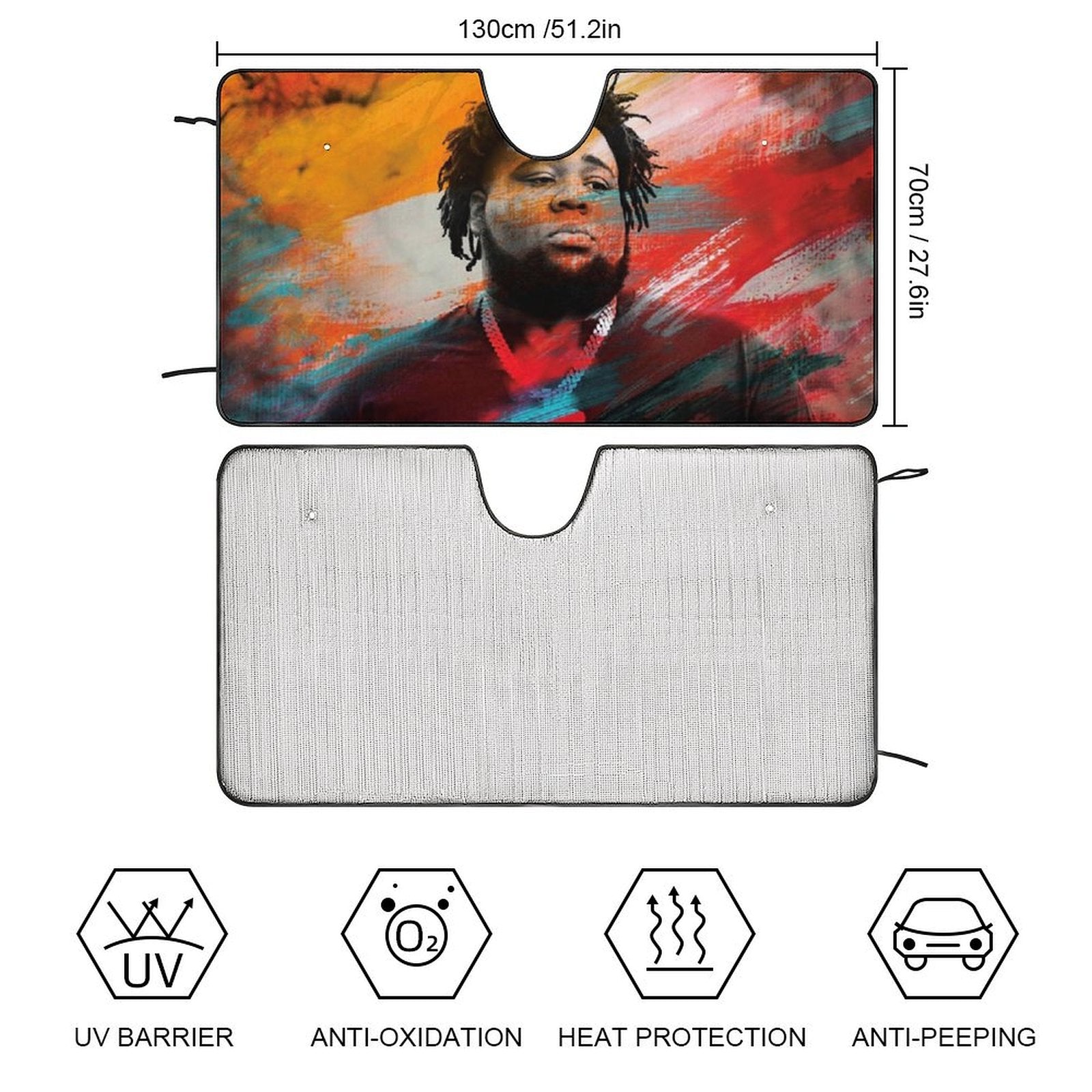 Rod Wave Car Windshield Sunshade Accessories Umbrella Foldable Reflective Sun Visor Front Window Cover Protector C40773