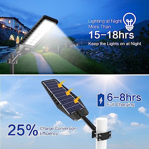 2 Pack 3200W Solar Street Lights with Motion Sensor IP66 6500K R47954