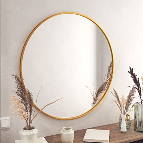 Gold 36 Inch Round Wall Mirror B758