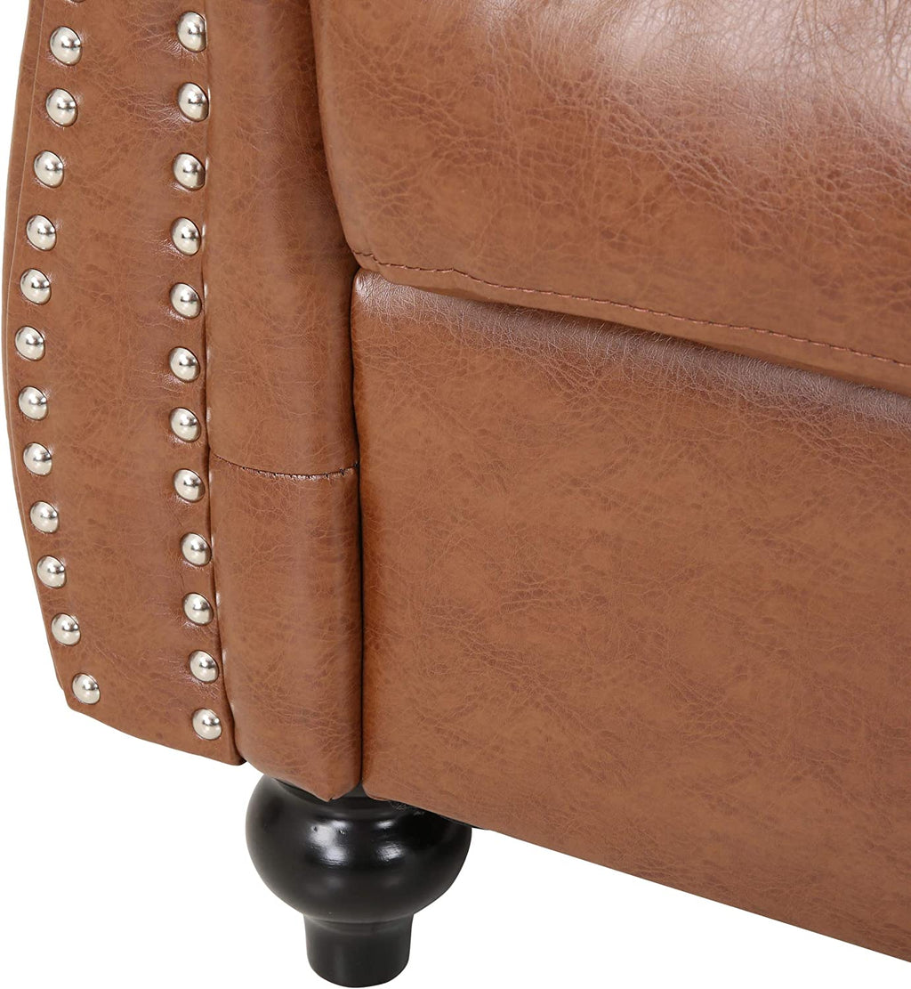 Cognac Brown Dark Brown Traditional Chesterfield Loveseat F91831