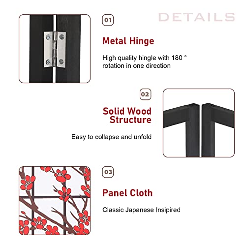 White 4 Panel Folding Wood Room Divider A40136