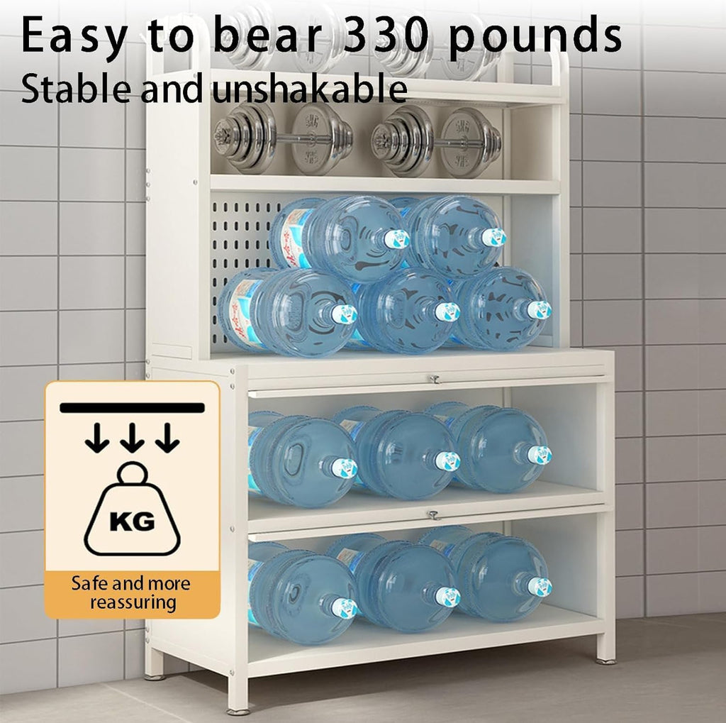 White 5-Tier Bakers Rack with Flip Door X539030