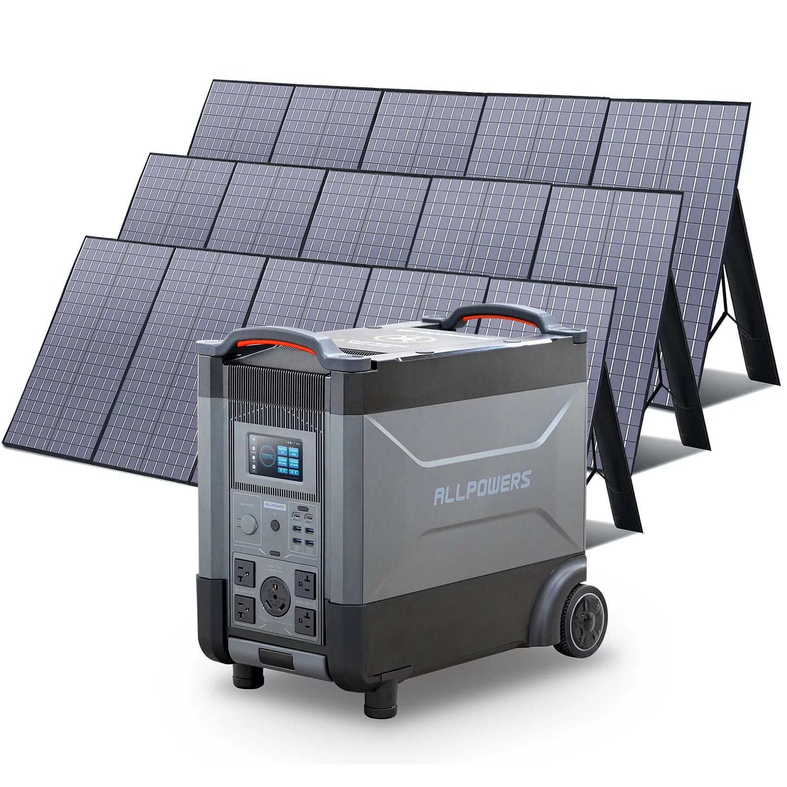 3 Pack 400W Foldable Solar Panel with 3600Wh LiFePO4 Portable Power Station S37446