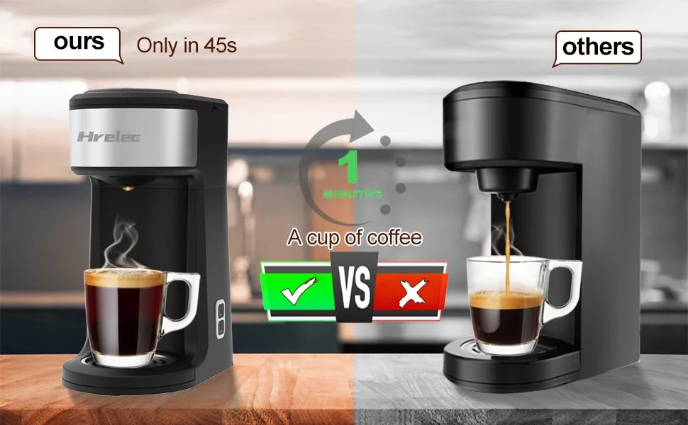 Mini Coffee Machine with Self-Cleaning Function and 8-14 oz Brew Size A2378