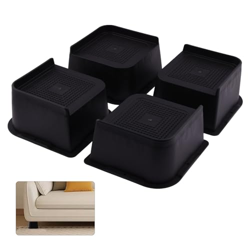 Black 4pcs Adjustable Furniture Risers W254932
