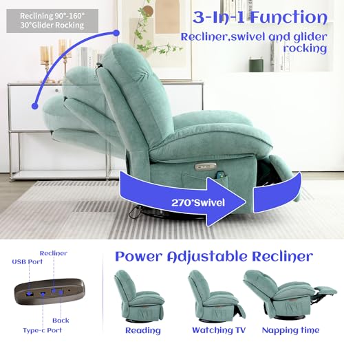 Power Recliner Chair with Heated and Massage, Swivel Rocking Recliner A625541