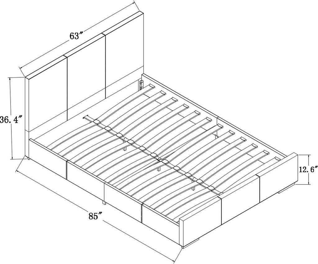 Gray Upholstered Platform Bed Frame I484